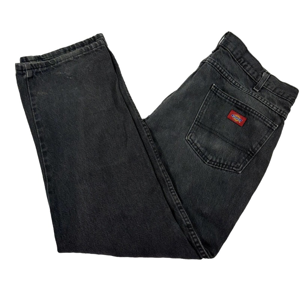Dickies Mens Faded Black Denim Jeans Size 38x30 Distressed RN20697